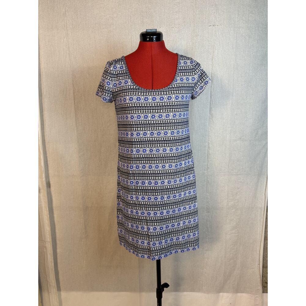 Gap Women’s Midi Dress Size Small Blue Geometric Print Shirt Dress D654
